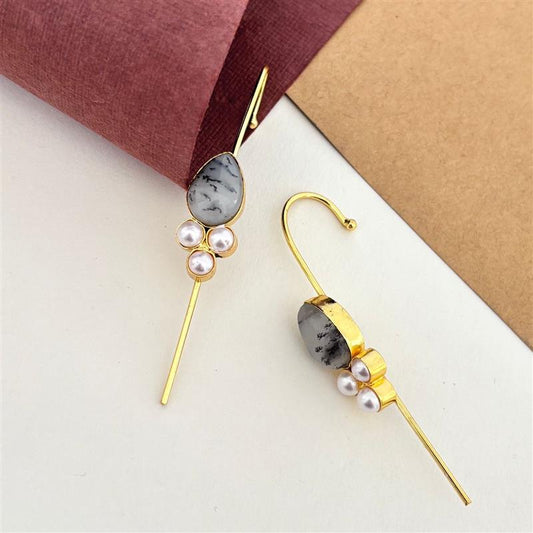 Willow Leaf & Pearl Earrings