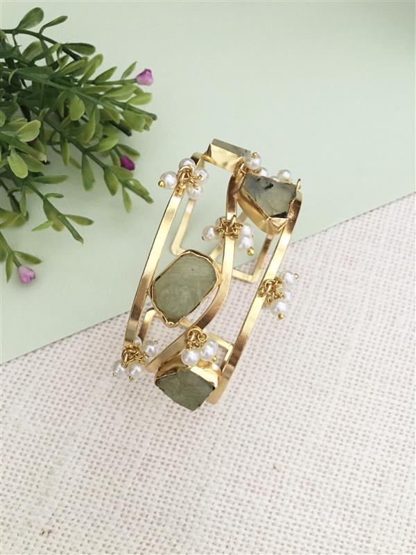 Polki Pearl Cuff Bracelet
