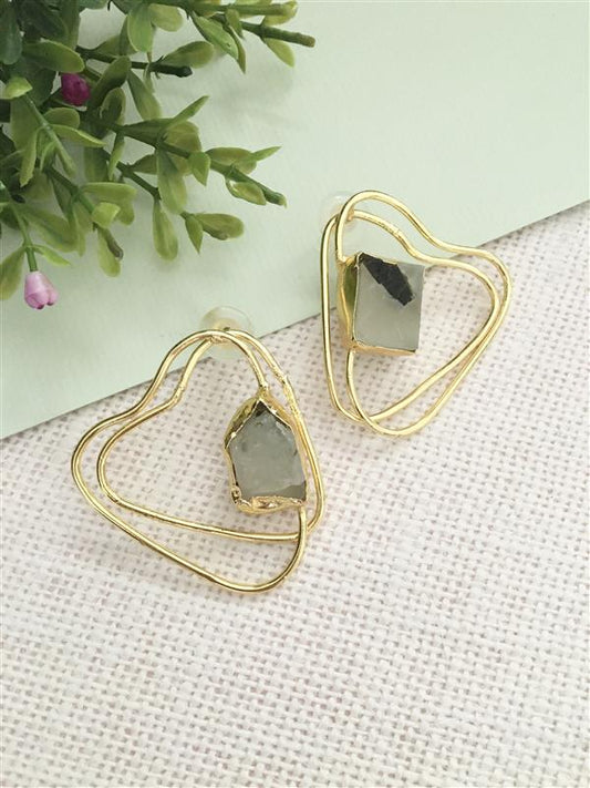 Raw Stone Open Heart Studs