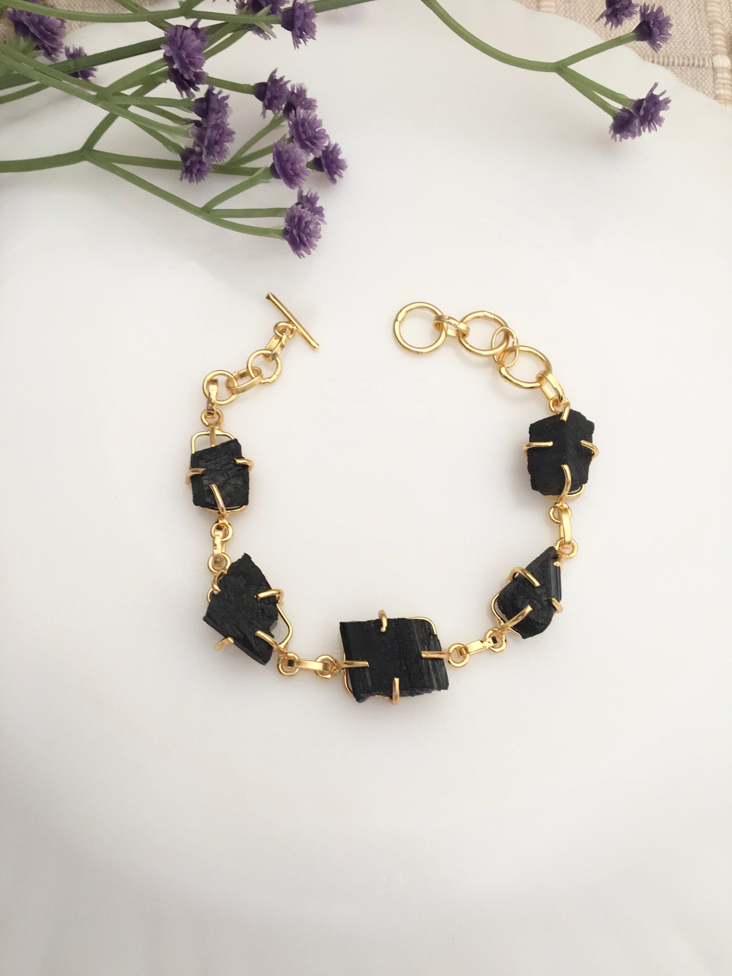 Emerald Raw Stone Link Bracelet