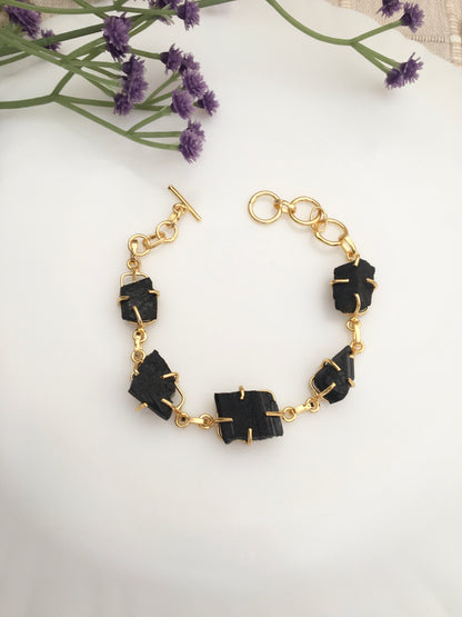 Emerald Raw Stone Link Bracelet