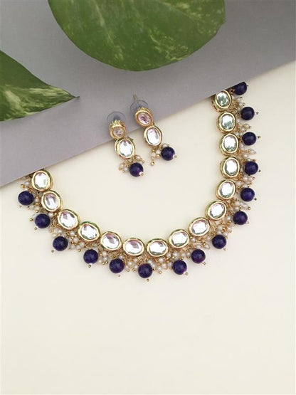 Cluster Pearl Kundan Necklace Set | BlissByTakshvi