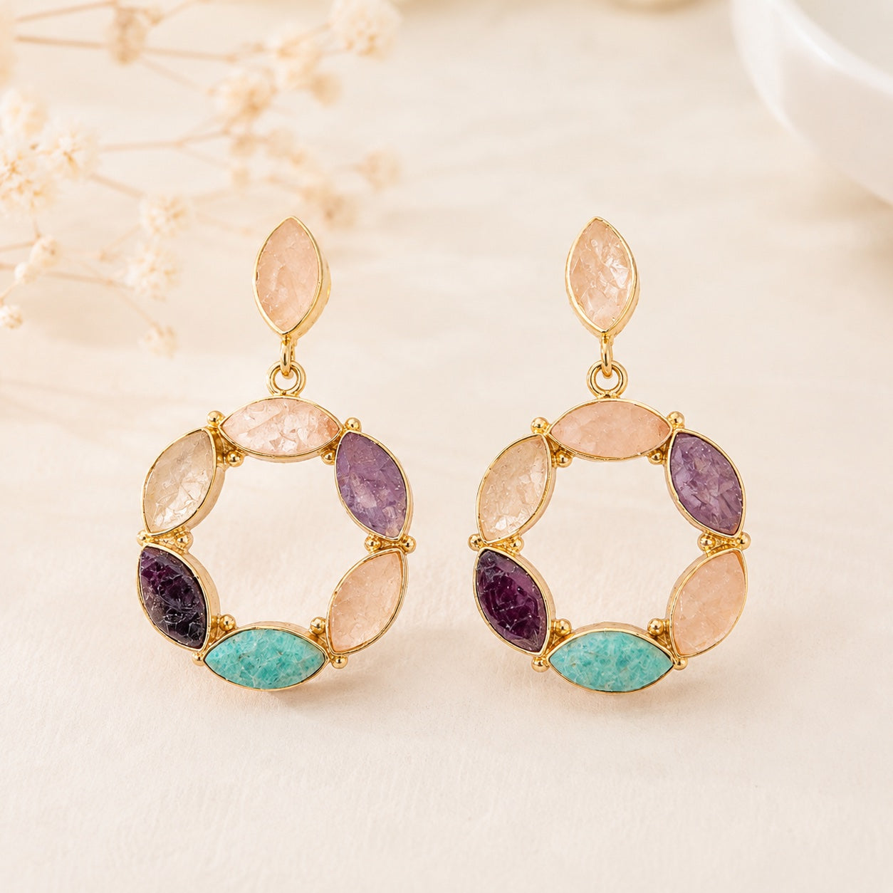 Baani Raw Stone Chakra Earrings
