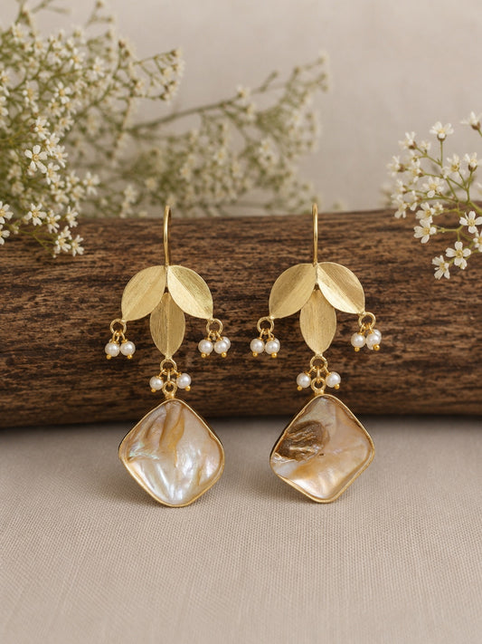 Leaf MOP Drop Earrings