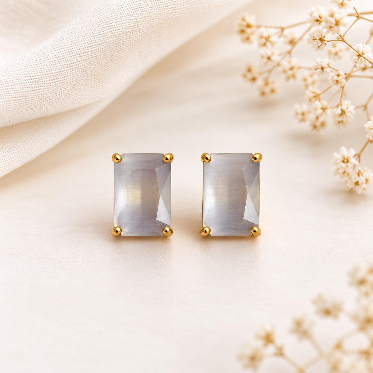 Vionaa Classic Rectangle Stud Earrings