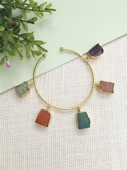Raw Stone Charm Bangle
