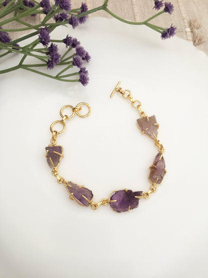 Emerald Raw Stone Link Bracelet