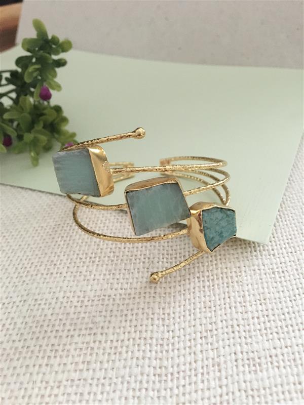 Natural Raw Stone Cuff Bracelet