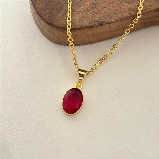 Oval Gemstone Solitaire Pendant
