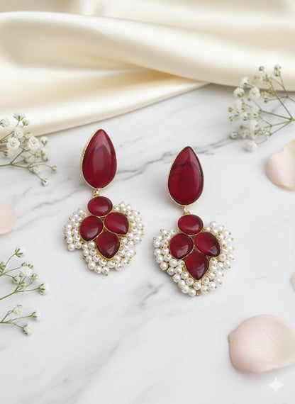 Pearl Bloom Statement Drop Earrings