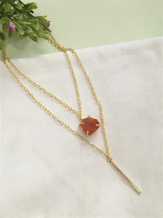 Dual Chain Layered Stone Bar Necklace