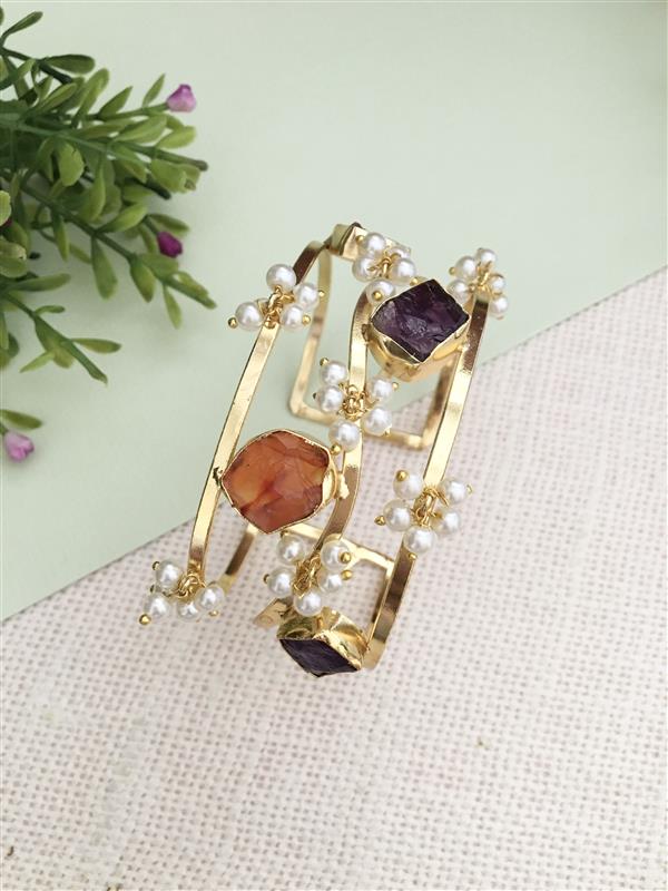 Polki Pearl Cuff Bracelet
