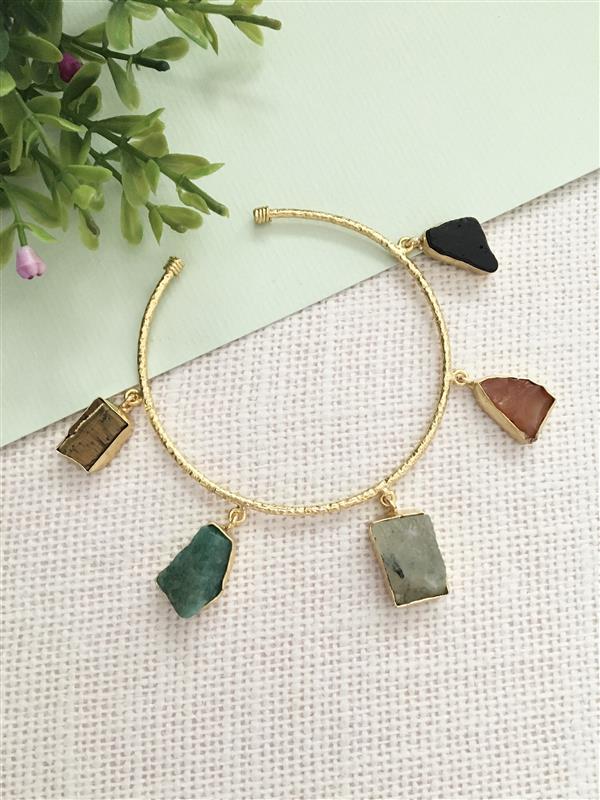 Raw Stone Charm Bangle
