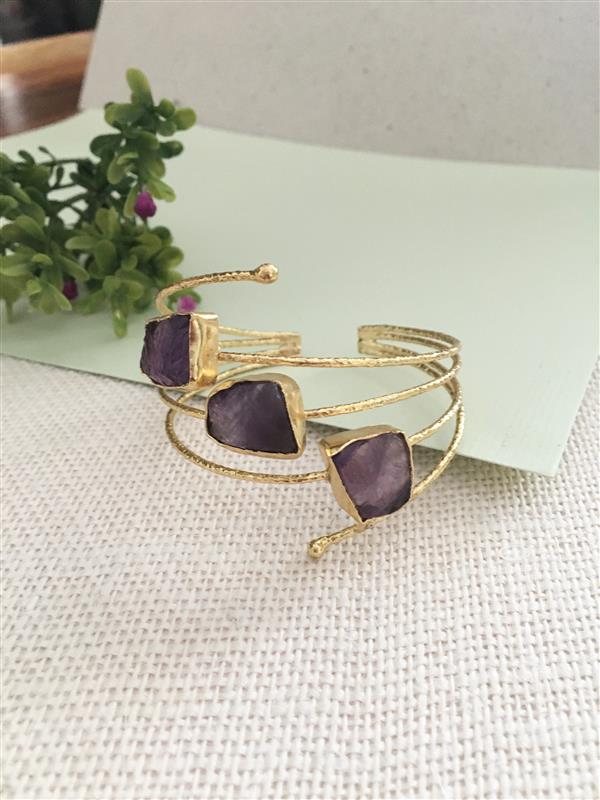 Natural Raw Stone Cuff Bracelet