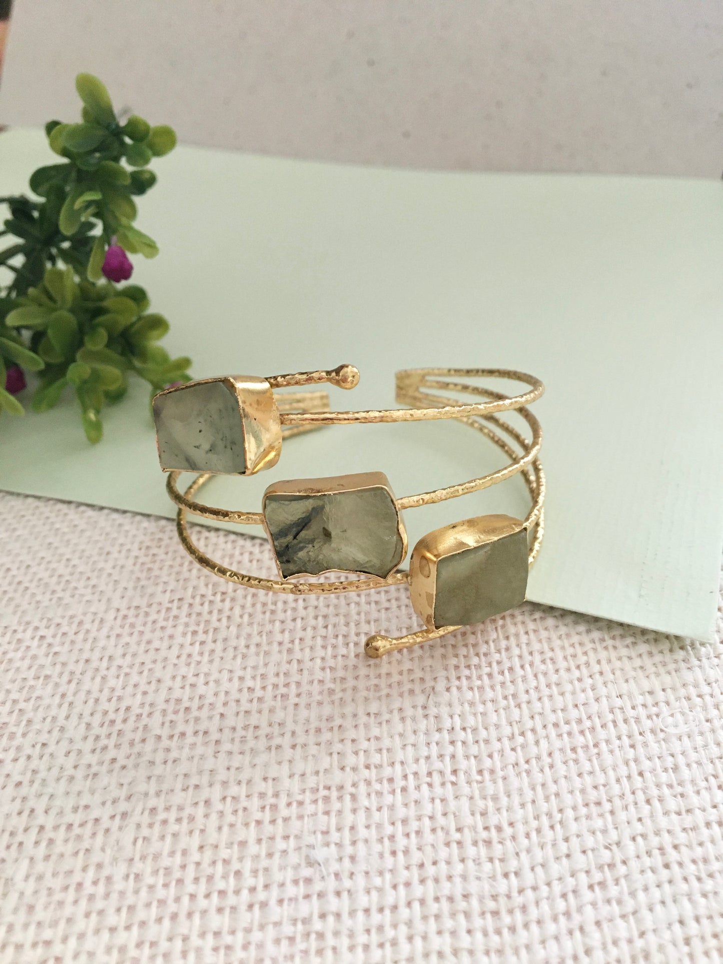 Natural Raw Stone Cuff Bracelet