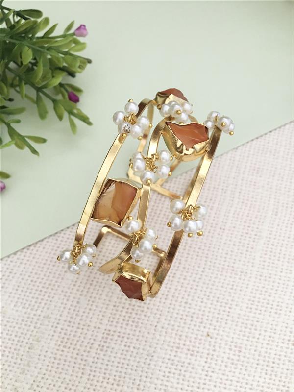 Polki Pearl Cuff Bracelet