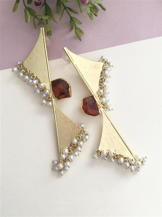 Long Rough Stone Boho Drop Earring
