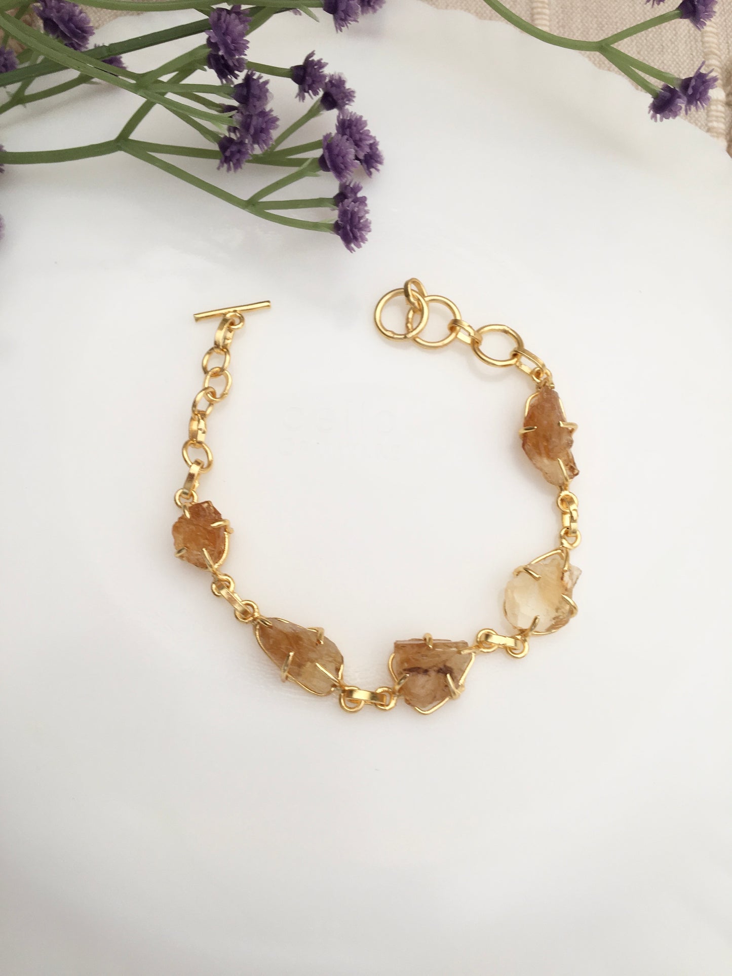 Emerald Raw Stone Link Bracelet