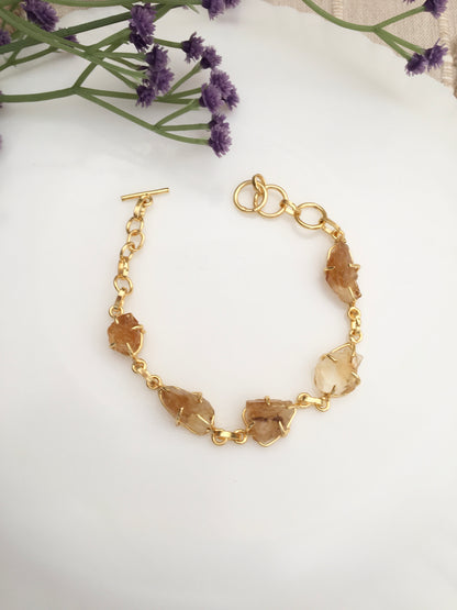 Emerald Raw Stone Link Bracelet