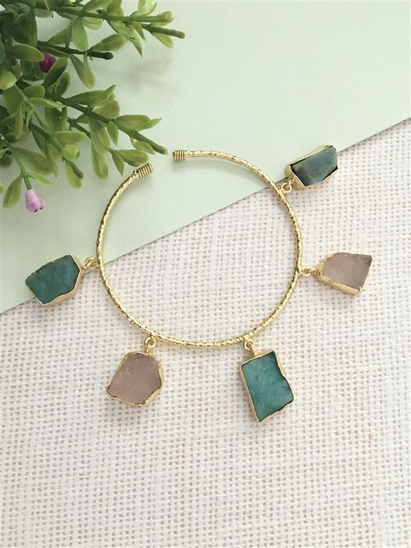 Raw Stone Charm Bangle