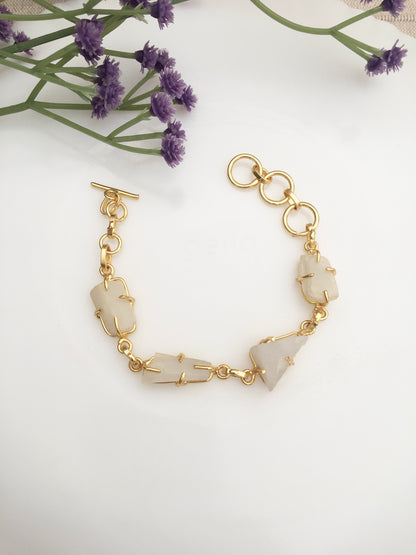 Emerald Raw Stone Link Bracelet