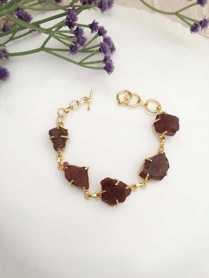 Emerald Raw Stone Link Bracelet