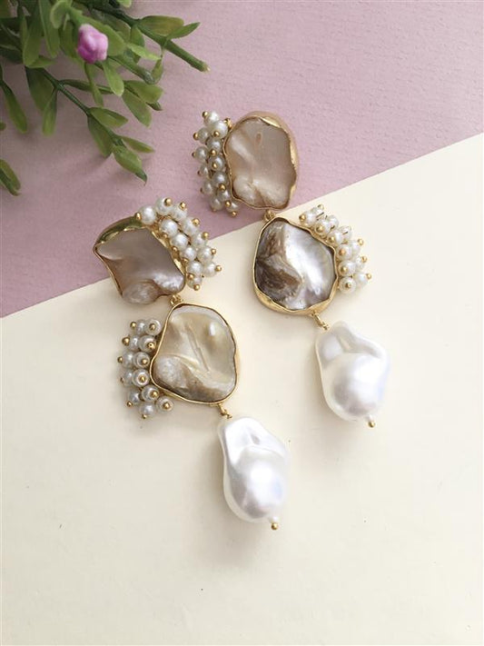 MOP With Baroque Drop Earring