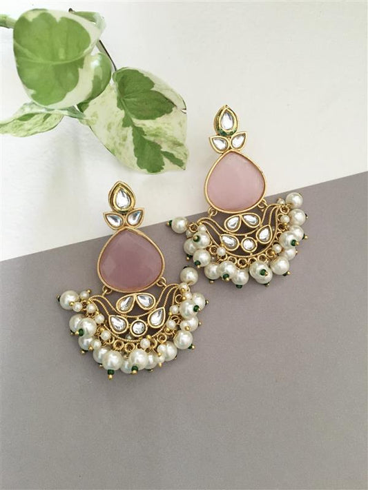Kundan With Glossy Stone Traditional Earring