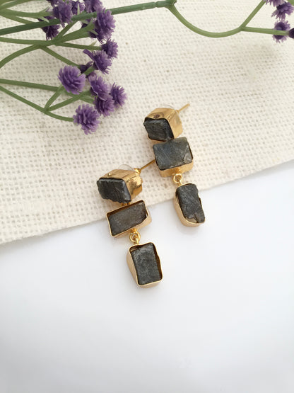 Midnight Raw Stone Drop Earrings