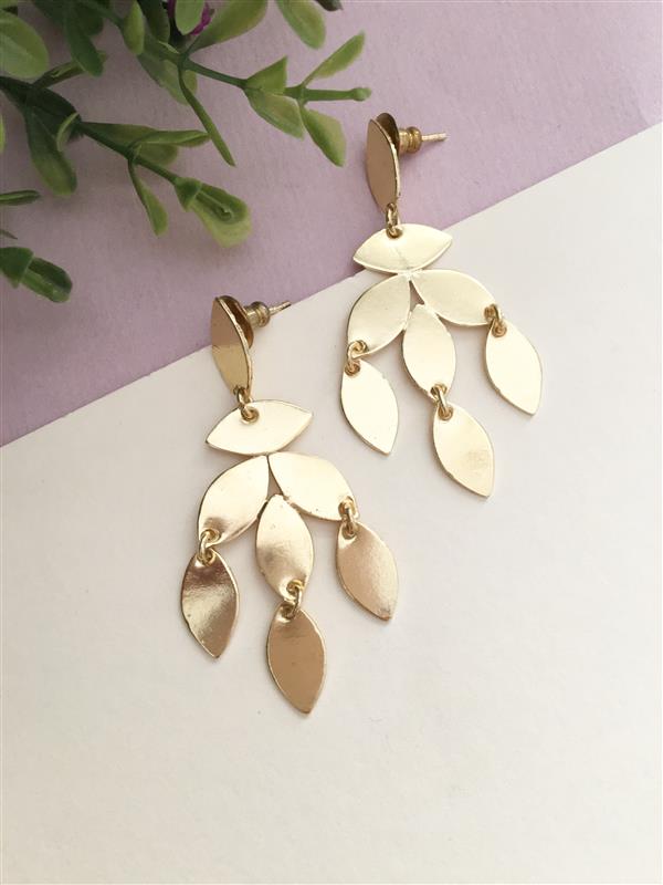 Golden Leaf Chandelier Drop Earrings