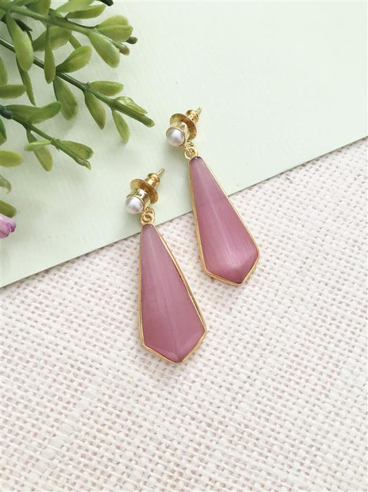 Trapezoid Gemstone & Sleek Prism Earrings