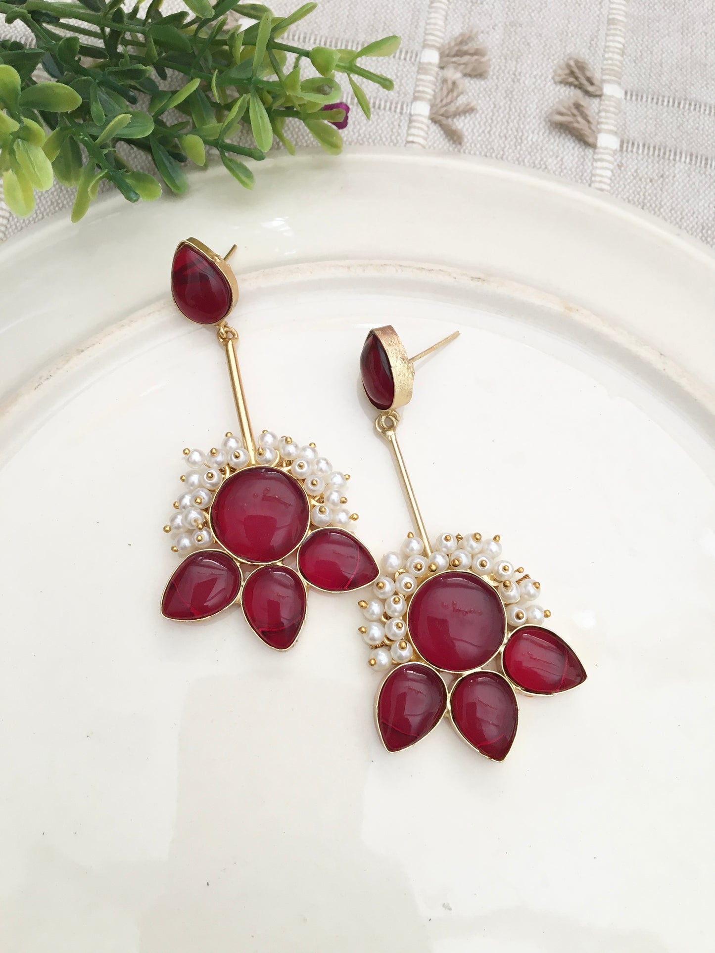 Blush Lotus Pearl Drop Earrings