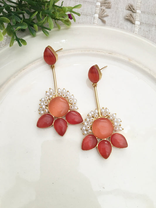 Blush Lotus Pearl Drop Earrings