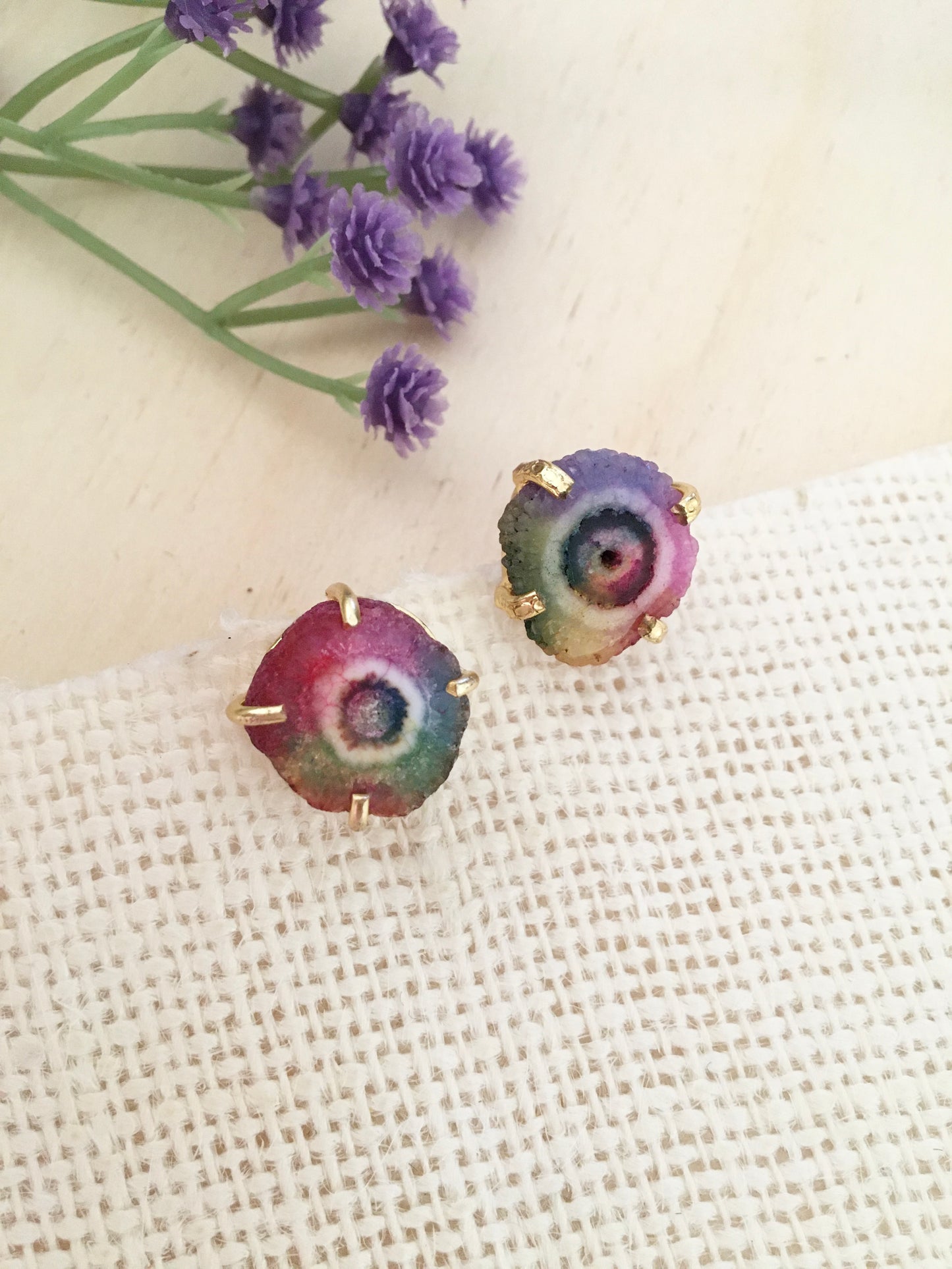 Boho Rainbow Crystal Stud Earrings