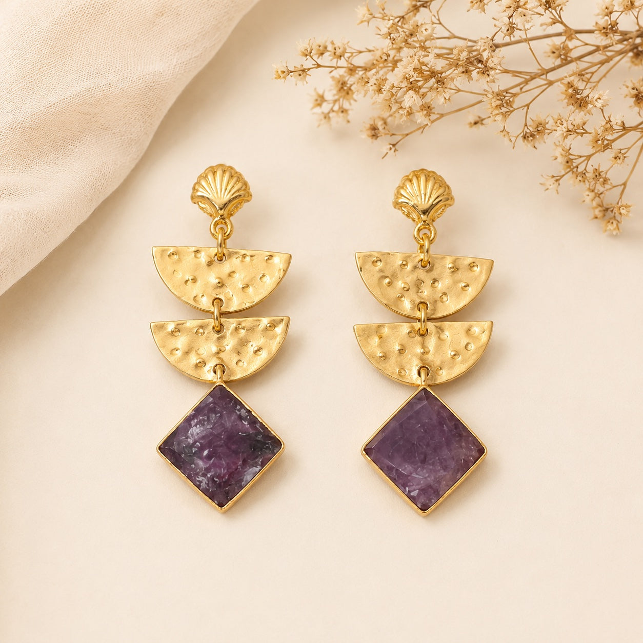 Darya Crescent Fan Earrings