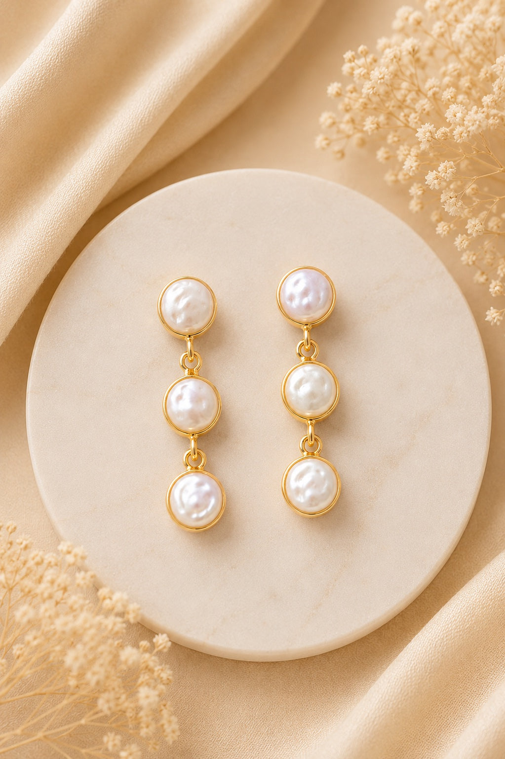 Aria Baroque Pearl Link Earrings