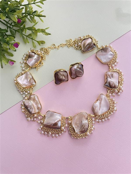 Vedanti MOP Cluster Pearl Choker Set