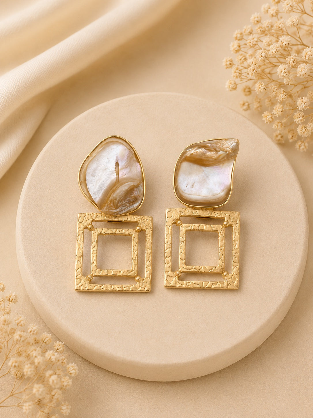 Elysian MOP Frame Brass Earrings