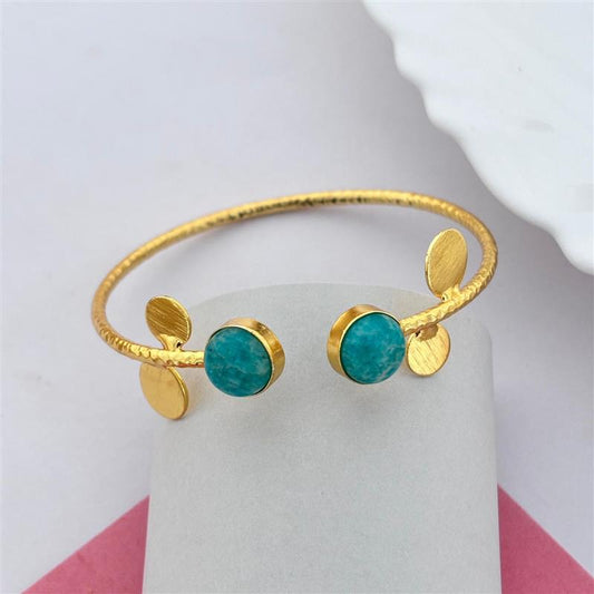Gemstone Leaf Cuff Bracelet