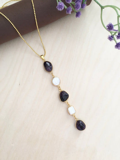 Midnight Pearl Cascade Necklace