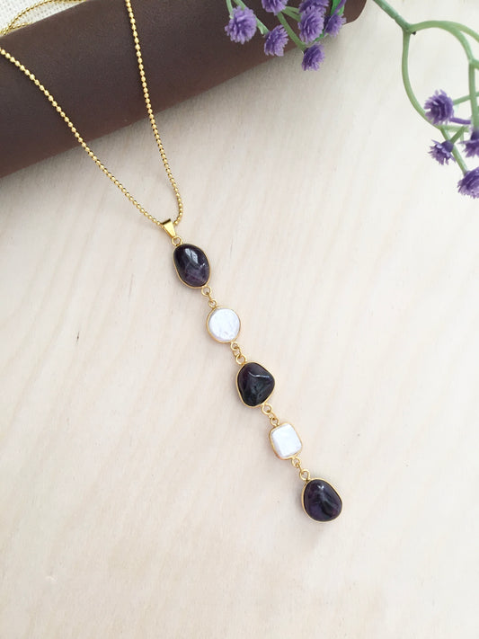 Midnight Pearl Cascade Necklace
