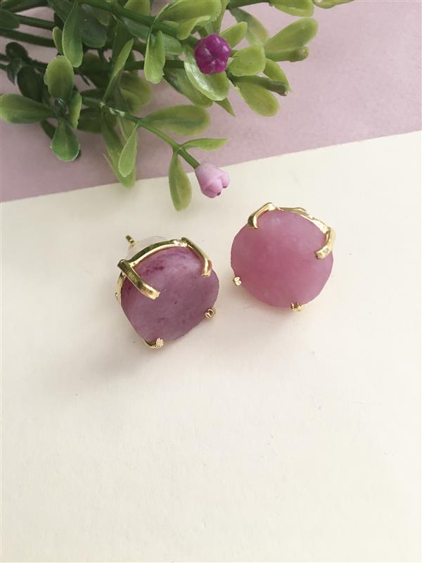 Rough Stone Round Stud Earring