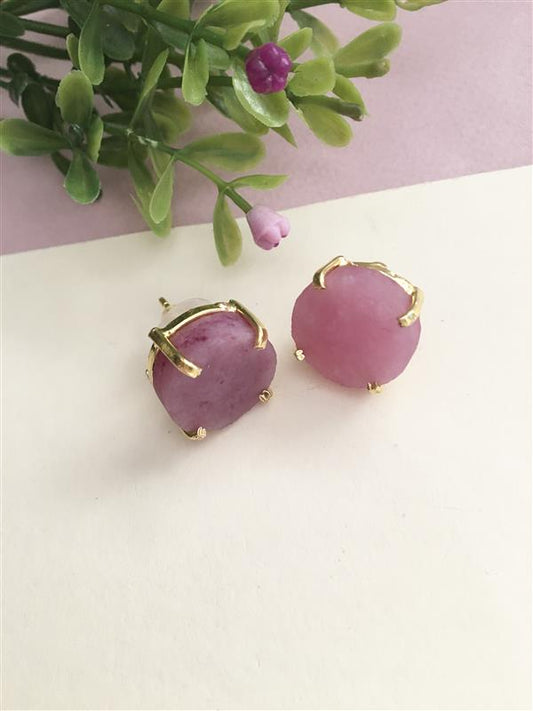 Rough Stone Round Stud Earring
