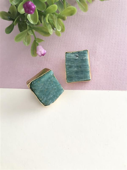 Golden Rough Stone Stud Earring