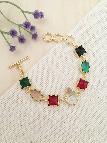 Multi-Gemstone Gold-Plated Bracelet