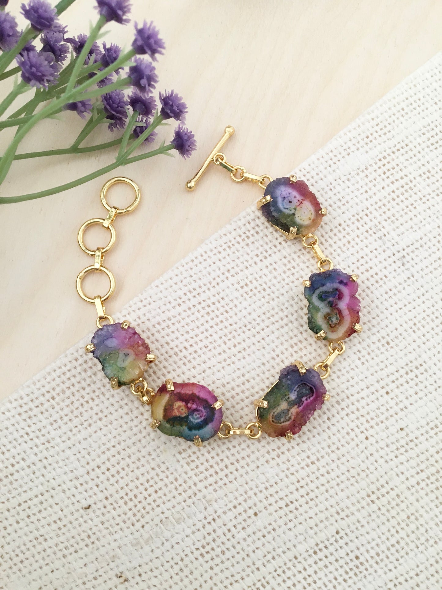 Rainbow Aura Stone Bracelet