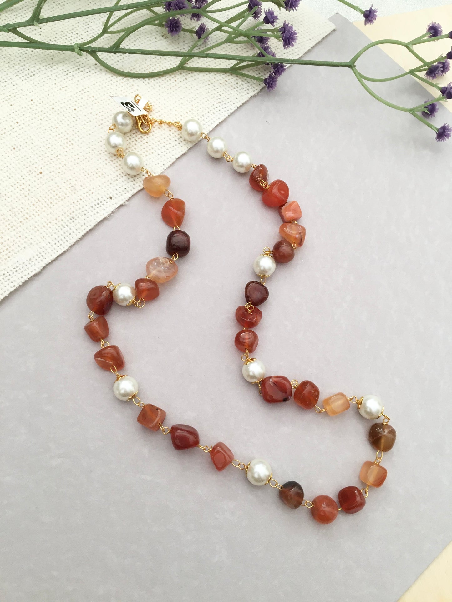 Agate Pearl Beaded Necklace