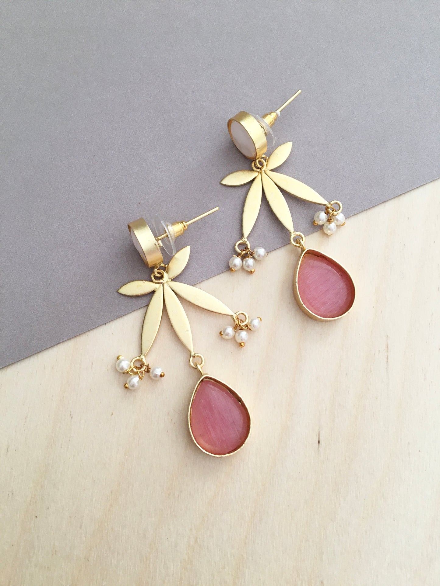Floral Gold Drop Earrings