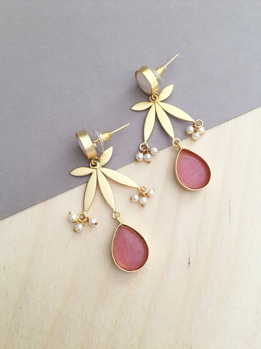 Floral Gold Drop Earrings