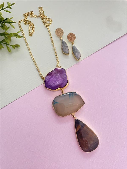 Samiksha Triple Stone Chain Pendant Set